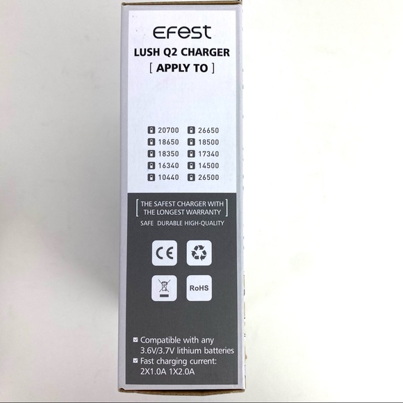 EFest Lush Q2 2 Slot Lithium Battery Charger 3.6V 3.7V 2.0A LED Indicators Black - Picture 4 of 5
